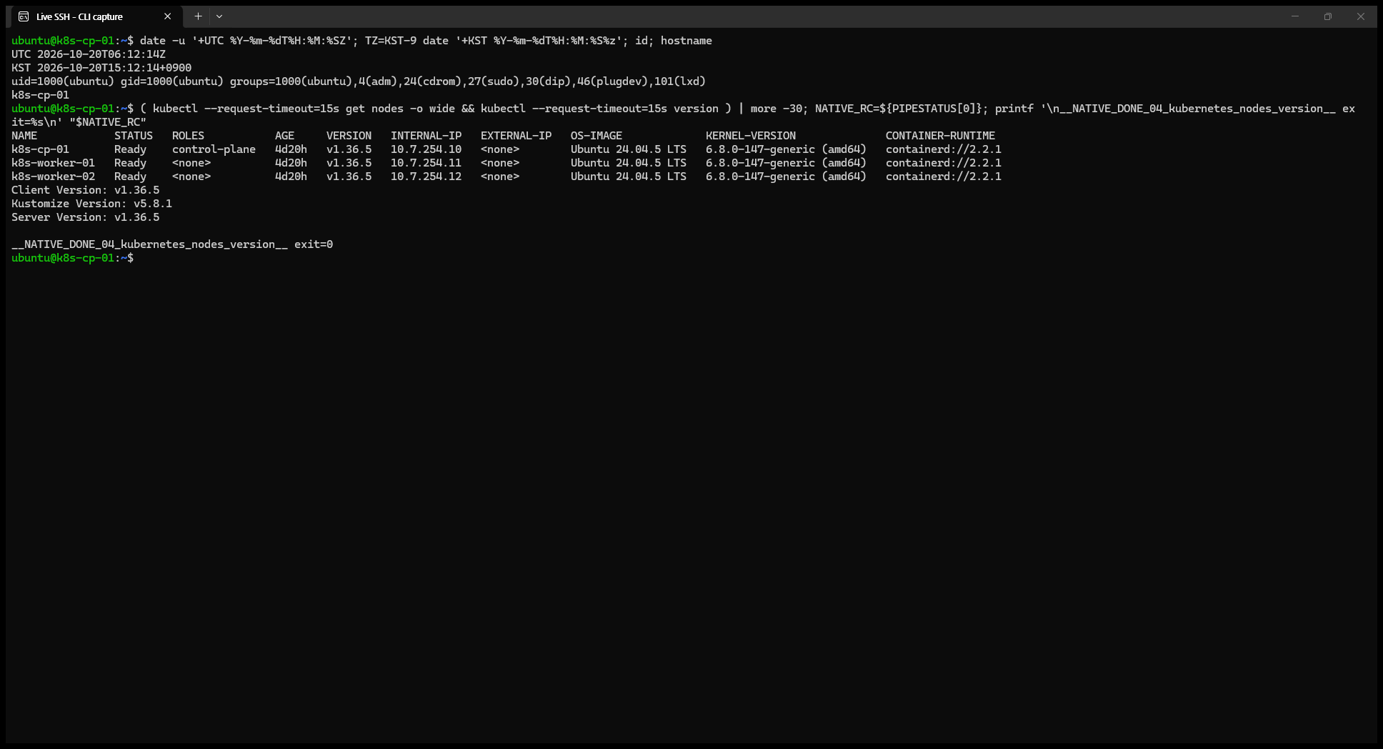 Kubernetes Control Plane과 Worker 두 대의 Ready 상태
